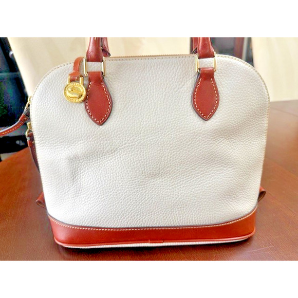 Dooney Bourke Pebbled leather Zip Satchel Bone Oyster? Off White Tag Handbag - Picture 5 of 11